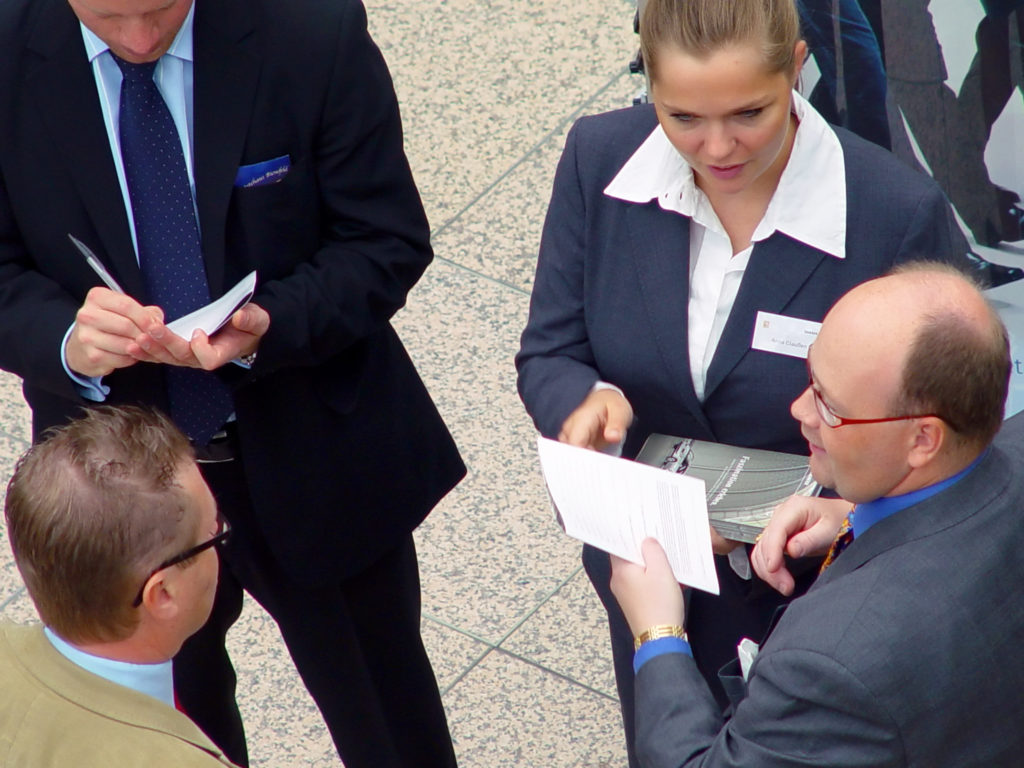 People talking about business